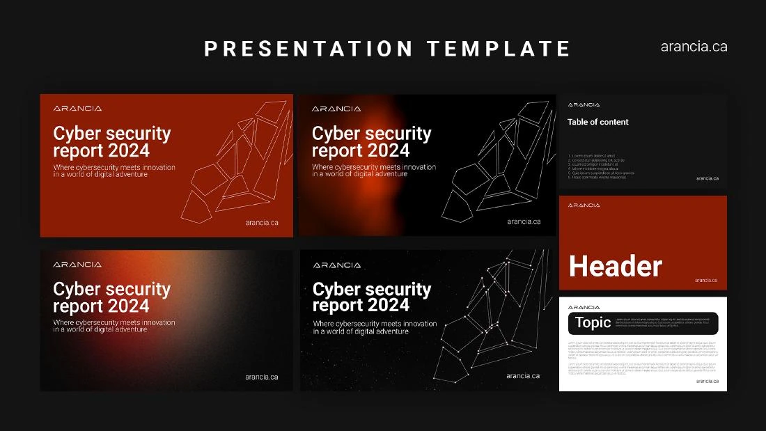 Arancia earlier presentation template examples using the orange identity.