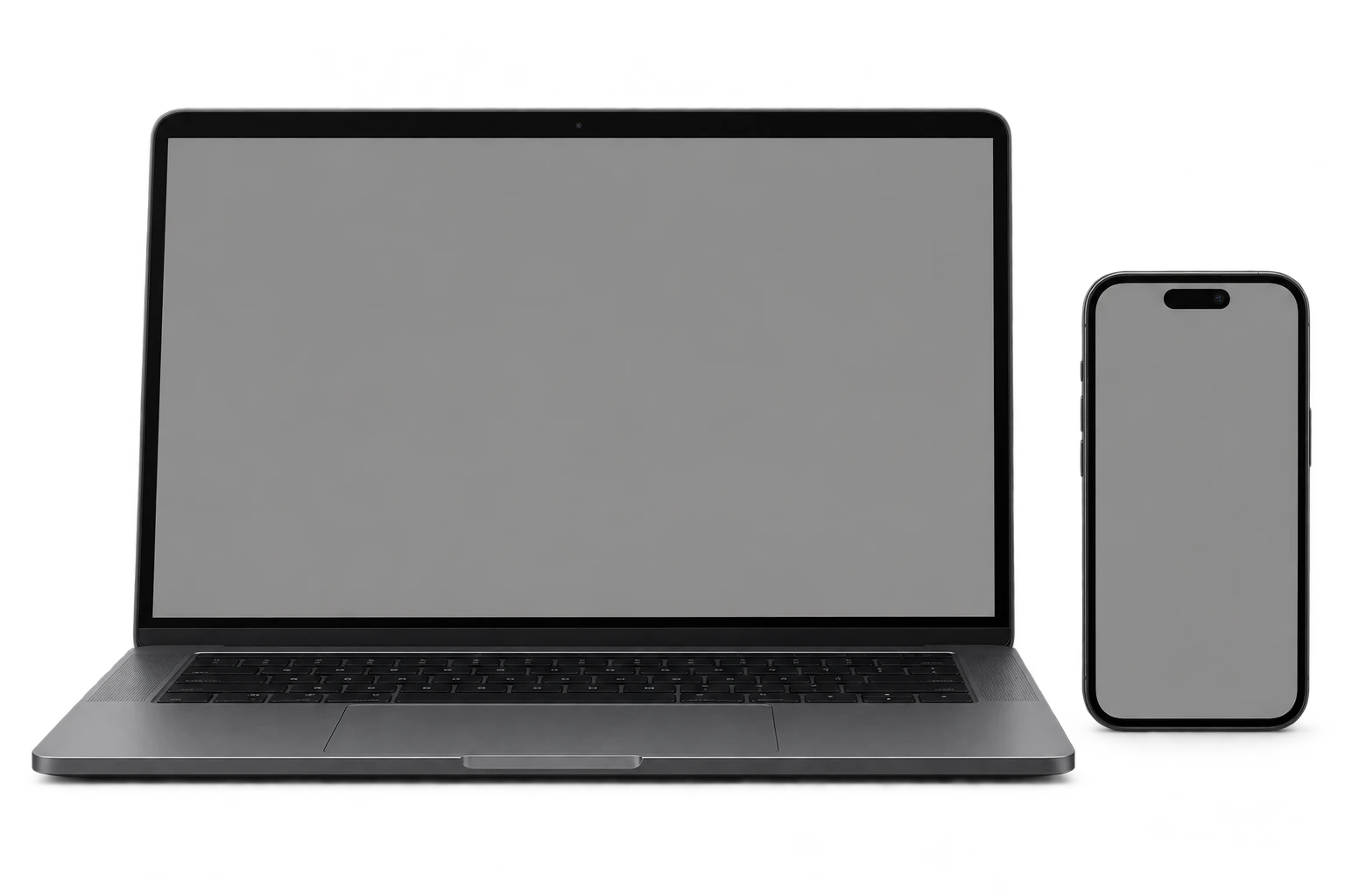 Illustrative graphite laptop and phone mockup