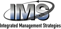 IMS previous metallic wordmark with an arrow above the company name.