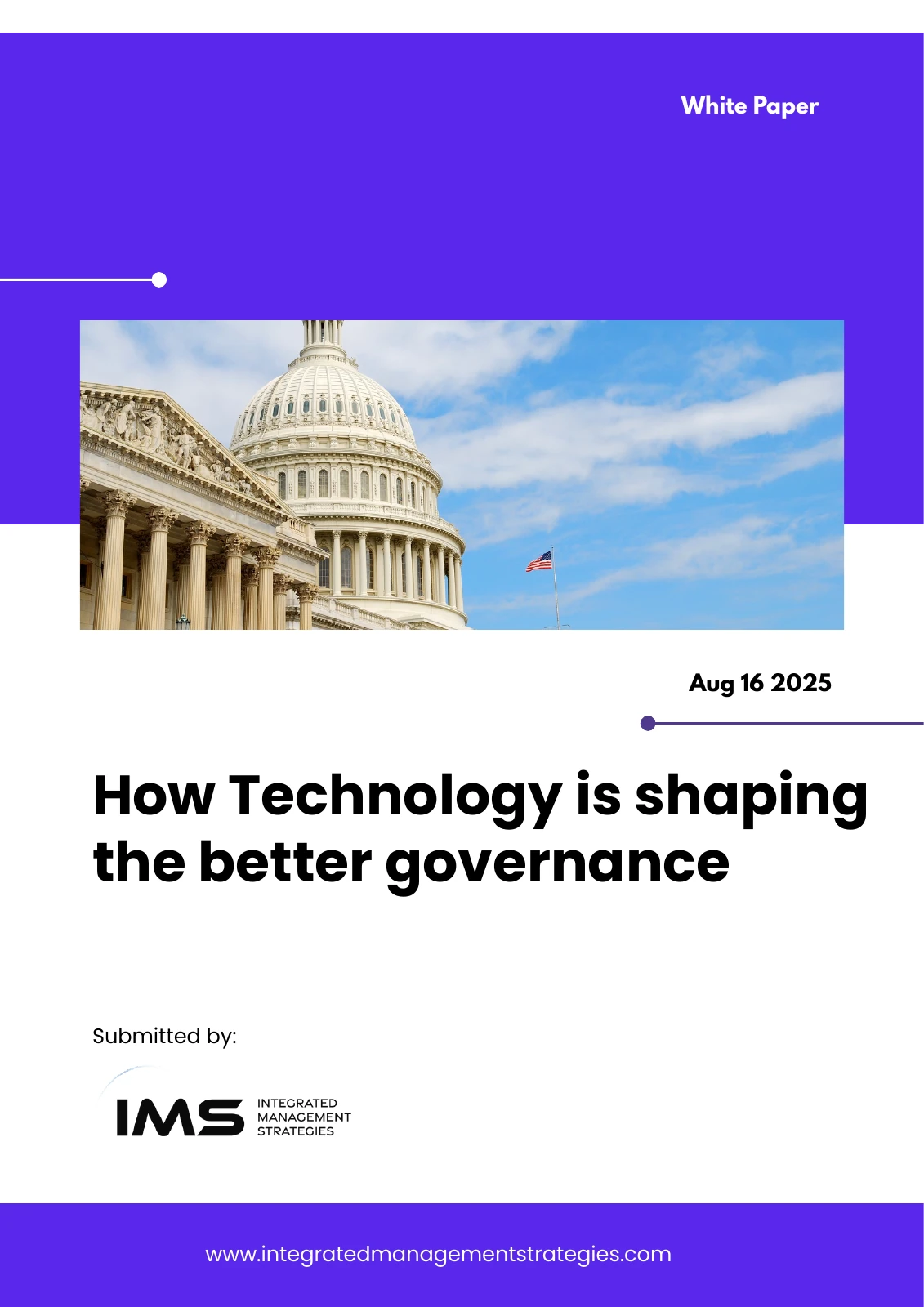 IMS white paper template cover with purple panels and a United States Capitol photograph.