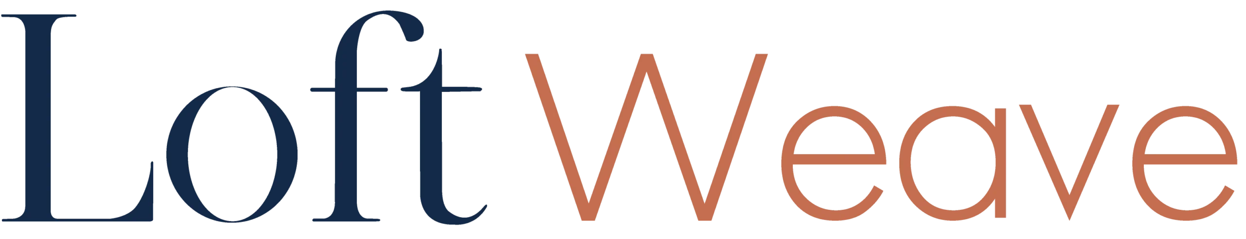 Loft Weave original navy and terracotta horizontal wordmark