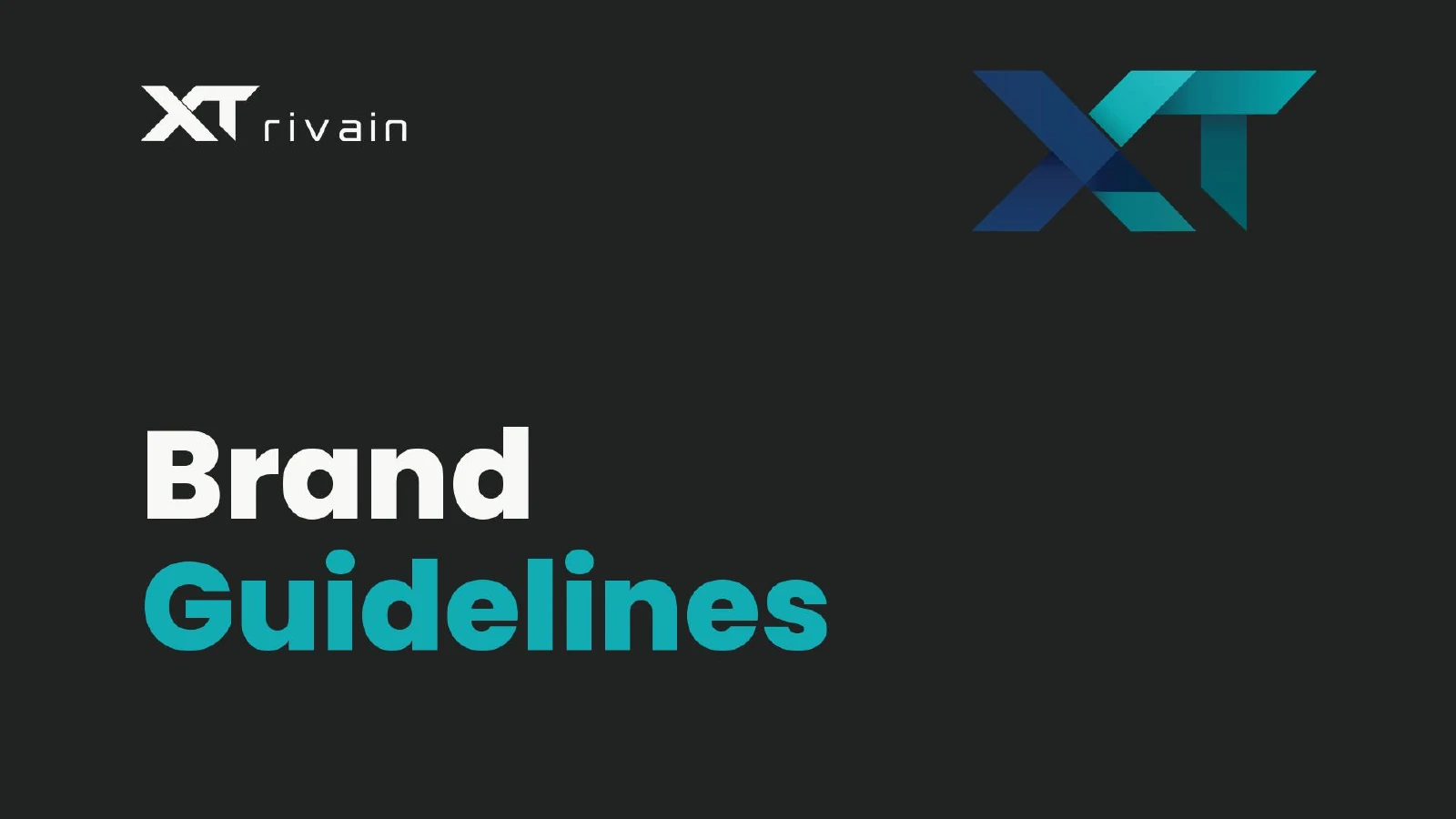XTrivain brand guidelines cover with a teal and navy XT symbol.